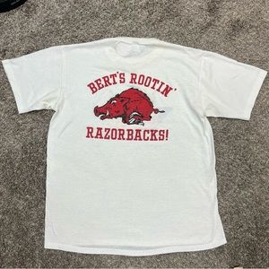Vintage AR Razorback shirt mens XL white Bert’s rootin 90s streetwear retro‎
